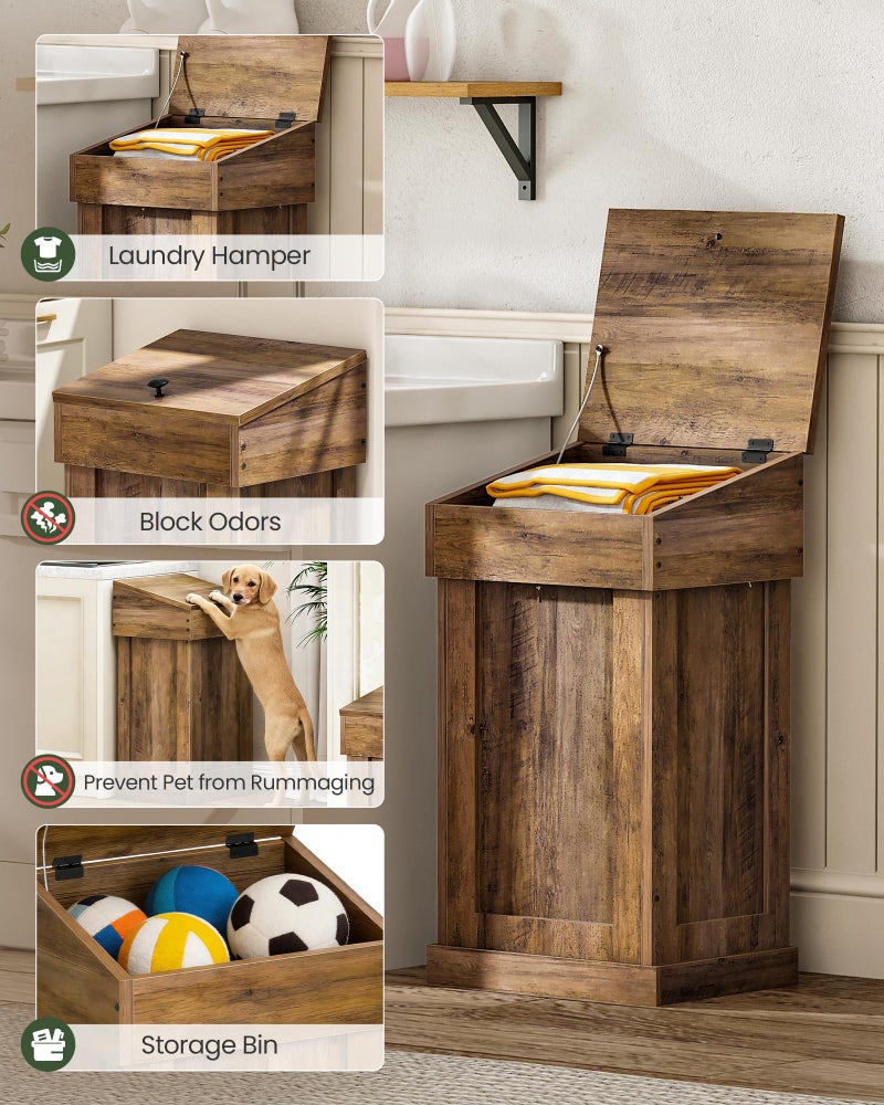 CHOEZON Trash Can Cabinet, Wooden Trash Bin with Lid, 17 Gallon Garbage Bin for Kitchen, Living Room, Bedroom, Laundry Room, Walnut MWB01HT - Image 5