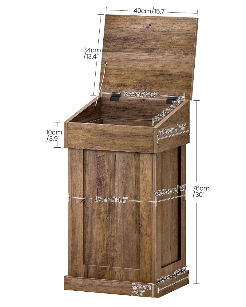 CHOEZON Trash Can Cabinet, Wooden Trash Bin with Lid, 17 Gallon Garbage Bin for Kitchen, Living Room, Bedroom, Laundry Room, Walnut MWB01HT - Image 3