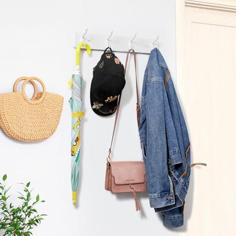 Heavy Duty Coat Rack Wall Mount - White Coat Hooks Wall Mounted for Jackets Hats Towels Purse Dog Leashes - Coat Hanger for Entryway Closet Mudroom Laundry Children's Room Bathroom - Image 2