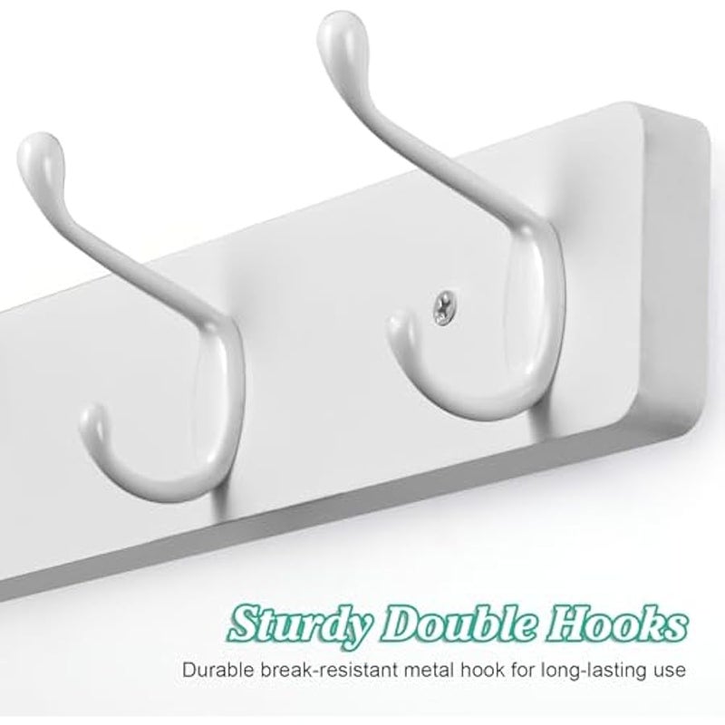 Heavy Duty Coat Rack Wall Mount - White Coat Hooks Wall Mounted for Jackets Hats Towels Purse Dog Leashes - Coat Hanger for Entryway Closet Mudroom Laundry Children's Room Bathroom - Image 3