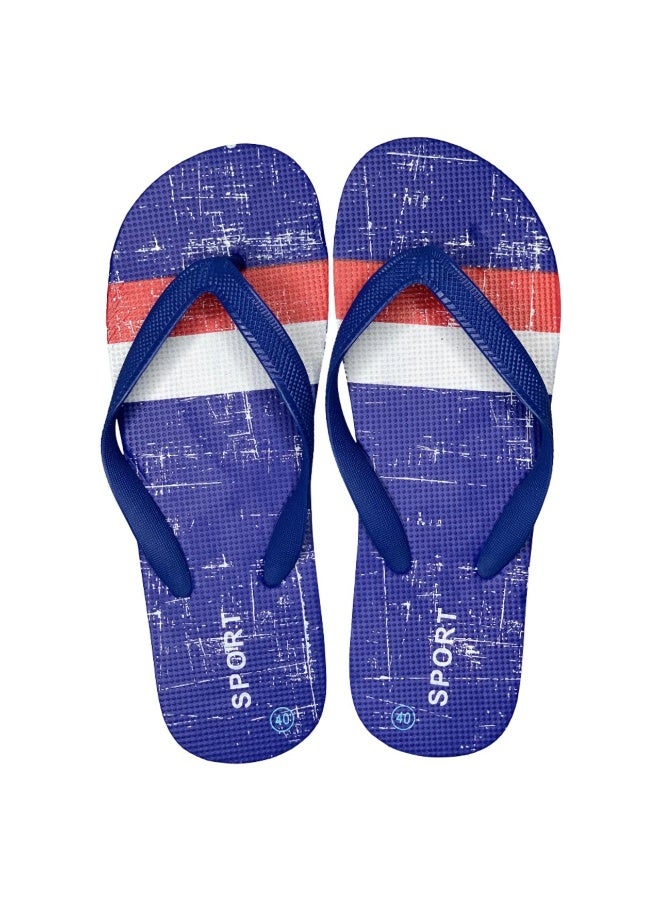 Influence Germany Men's Sport Flip-Flops – Blue, White & Red Stripes with Solid Blue Straps - Image 1