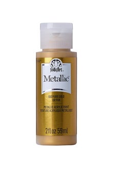 FolkArt FolkArt Acrylic Metallic Paint, Non Toxic, 2 Fl Oz (Pack of 1), Pure Gold  - Image 1