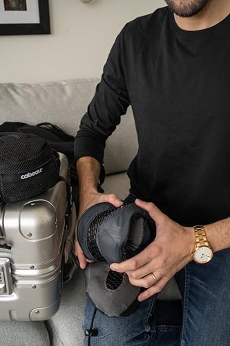 Cabeau Deluxe Travel Neck Pillow Case Premium Compact Carrying Case, Compresses Pillow in Half - Quick-Release Clasp Attaches to Carry-On Bags - Mesh Pocket Holds Travel Accessories, Black, Red, Red - Image 5
