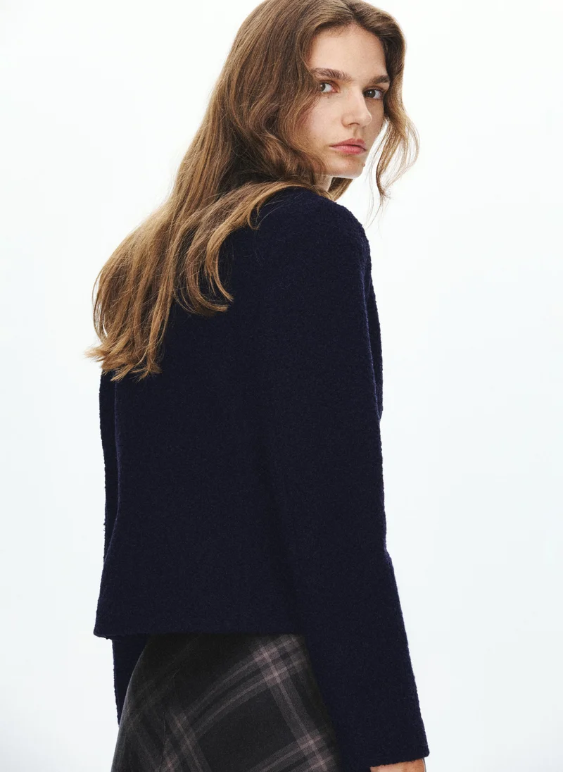 Mango Textured Jacket With Jewel Buttons