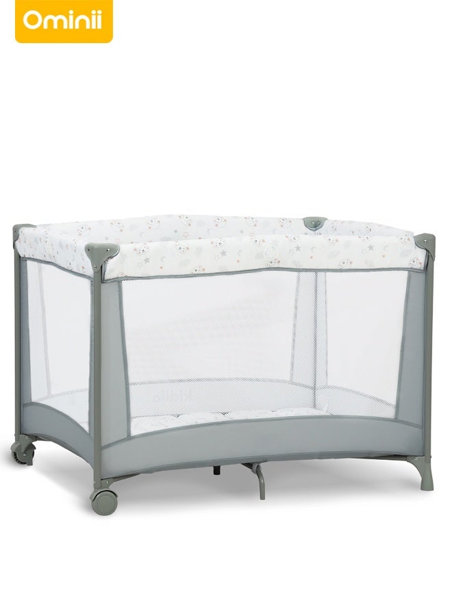 Foldable Travel Baby Crib – Portable with Silent Wheels, Co-Sleeper Design, Full Breathable Mesh, Sturdy and Safe Frame, Suitable for Babies Aged 0–3 Years