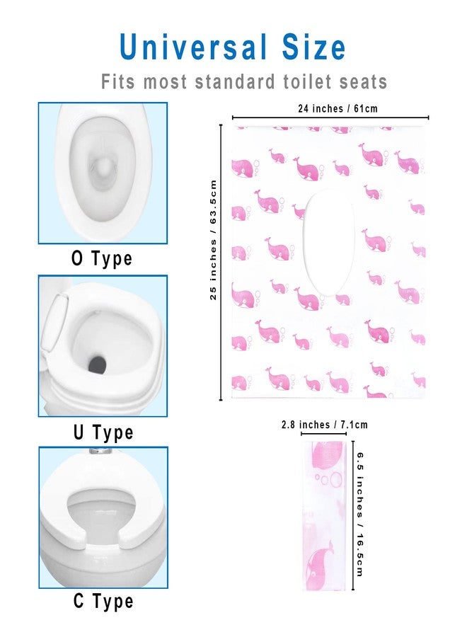 CHFONG 21 Pack Toilet Seat Covers Disposable, Extra Large Disposable Toilet Seat Covers for Adults, Individually Wrapped Potty Training Liners with Non-Slip Adhesives for Kids in Home, Restrooms&Travel -Pink - Image 4