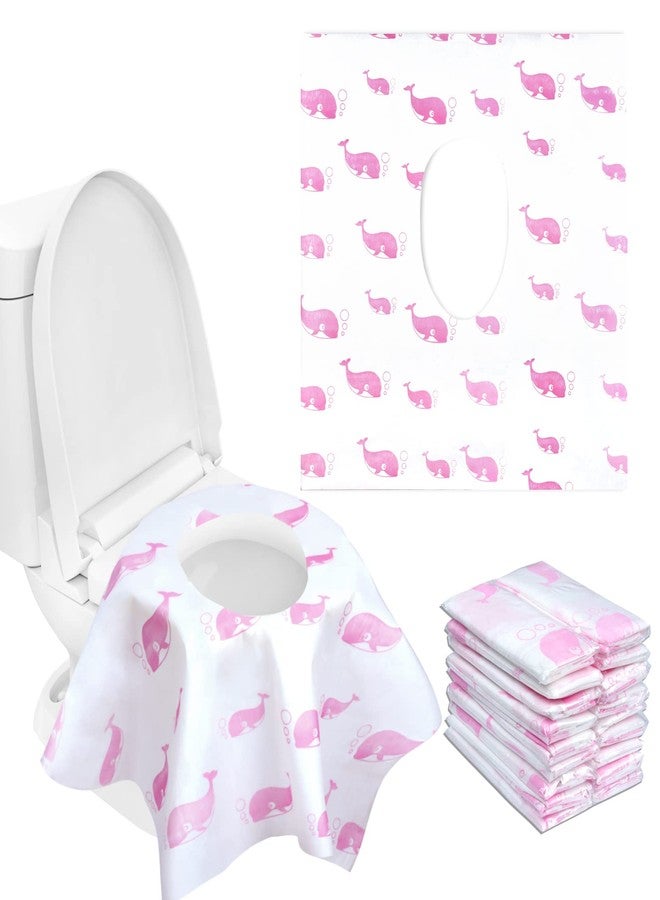 CHFONG 21 Pack Toilet Seat Covers Disposable, Extra Large Disposable Toilet Seat Covers for Adults, Individually Wrapped Potty Training Liners with Non-Slip Adhesives for Kids in Home, Restrooms&Travel -Pink - Image 1