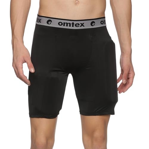 omtex Compression Batting Shorts for Right-Handed Cricketers with Inner Pad – Black - M - Image 1