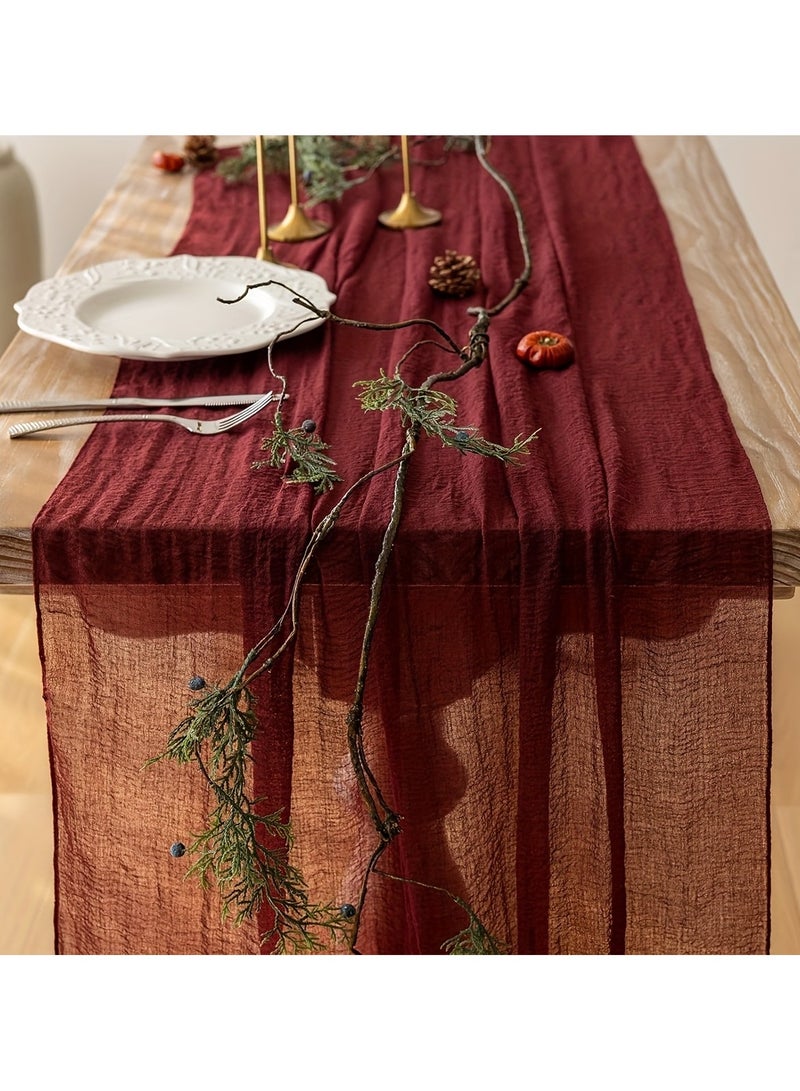 ليوكور مفارش طاولة من البوليستر من 3M، بلون واحد، تصميم شاش منسوج 90×300 سم، لحفلات الزفاف، وحفلات استقبال المولود الجديد، وحفلات الزفاف، والخطوبة، وأعياد الميلاد، والحفلات، وديكور المنزل - Image 1