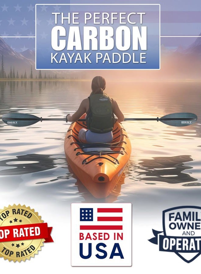 Best Marine and Outdoors Best Marine Kayak Paddle. 220cm Premium Carbon Fiber Paddle with Reinforced Fiberglass Blades. 33oz Lightweight Oar for Kayaks. Two-Piece Adjustable Kayaking Paddles Accessories (Black Prism, 220) - Image 2