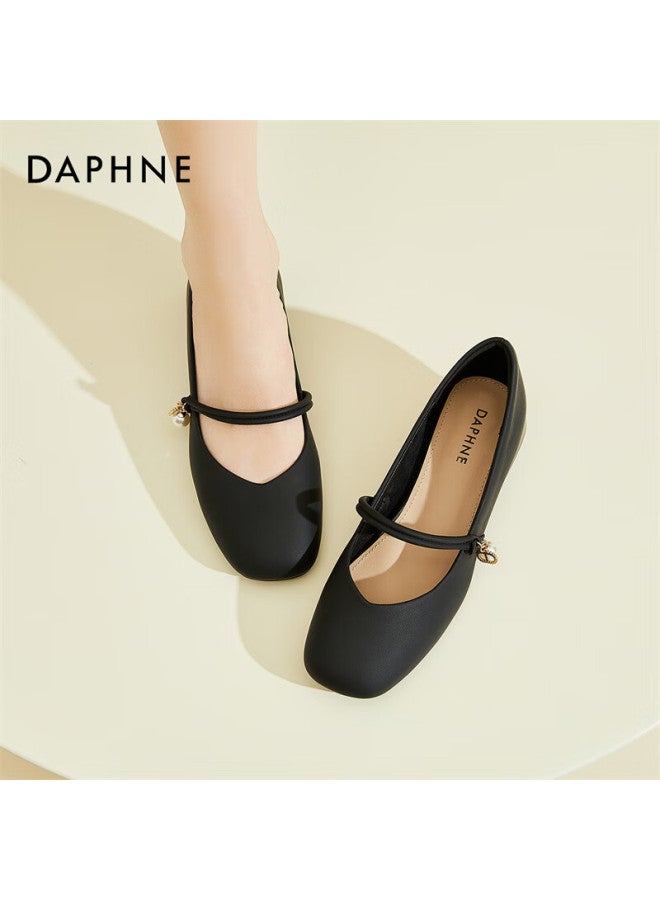 Daphne Women's Single Shoes, Cowhide Leather Elegant Mary Jane Shoes, Chunky Heel Square Toe Leather Shoes, Women's Footwear 4024101724, Black, Size 37 - Image 5