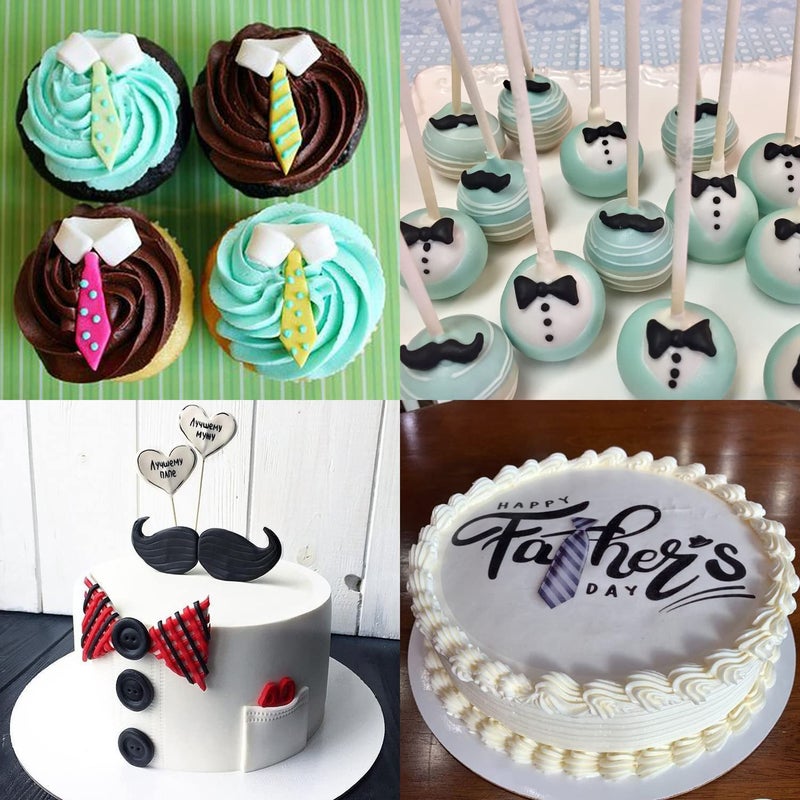 Doumeny 6Pcs Happy Father's Day Fondant Mold  I love Dad Silicon Mold Mustache Tie Baking Mold Bow Beard Chocolate Mold Necktie T-shirt Candy Mold Little Man Theme Biscuit Cake Mold for Birthday Decor - Image 5