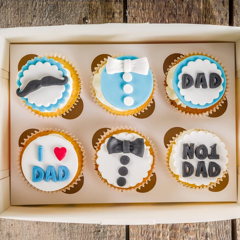 Doumeny 6Pcs Happy Father's Day Fondant Mold  I love Dad Silicon Mold Mustache Tie Baking Mold Bow Beard Chocolate Mold Necktie T-shirt Candy Mold Little Man Theme Biscuit Cake Mold for Birthday Decor - Image 4