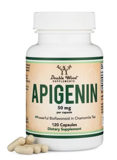 Double Wood Supplements Apigenin Supplement - 50mg per Capsule, Chamomile Tea for Relaxation, Sleep, and Mood - 120 Count 