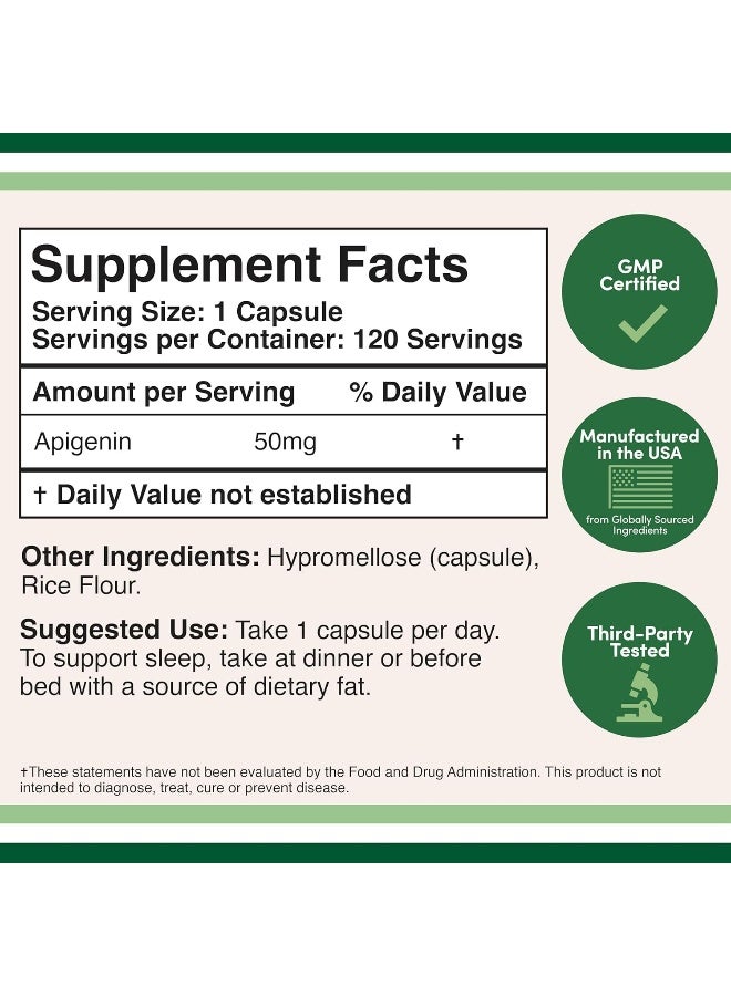 Double Wood Supplements Apigenin Supplement - 50mg per Capsule, 120 Count - Image 2