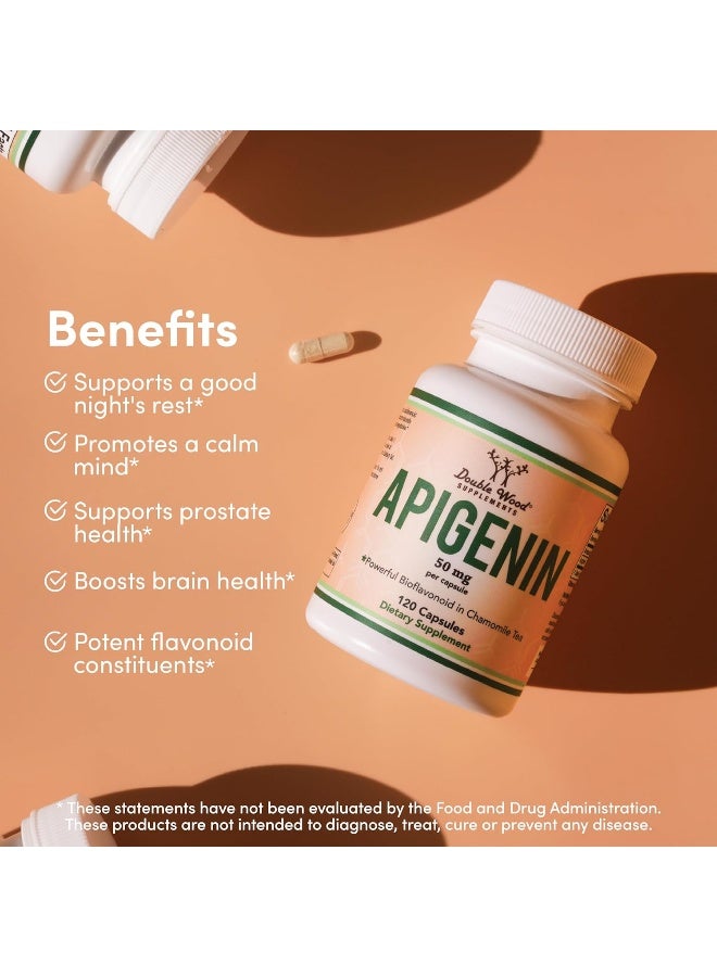 Double Wood Supplements Apigenin Supplement - 50mg per Capsule, 120 Count - Image 3