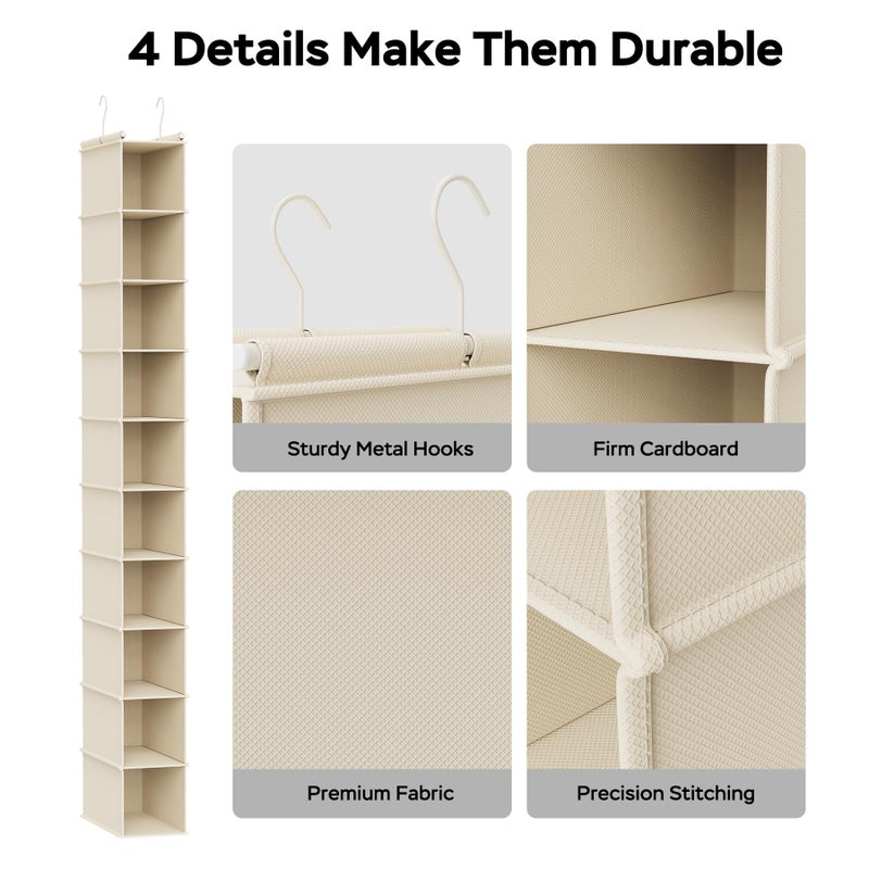 MAX Houser 10-Shelf Hanging Shoe Shelf Organizer, Hanging Shoe Storage for Closet (Beige) - Image 3