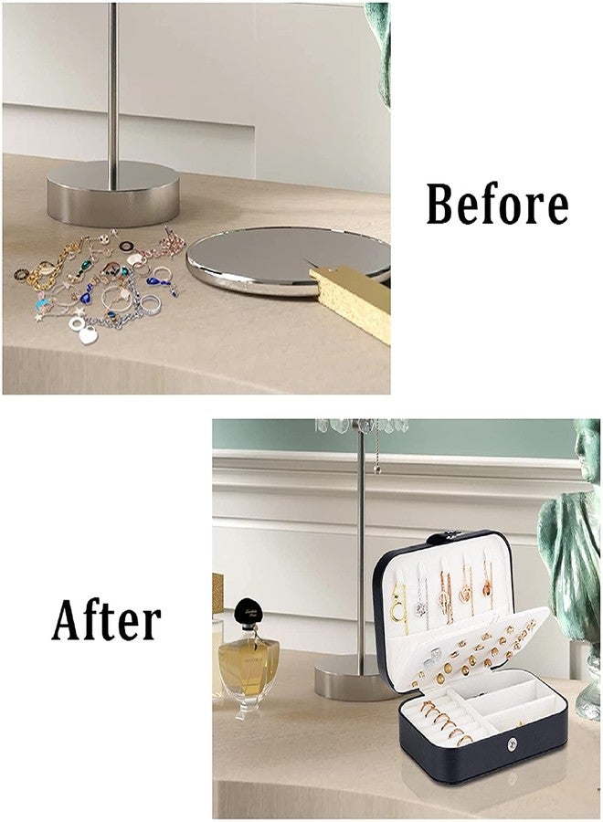 Ritmo صندوق مجوهرات صغير من ريتومو، منظم مجوهرات للسفر للنساء والفتيات، علبة عرض وتخزين صغيرة محمولة للسفر، صندوق مجوهرات للأقراط والخواتم والقلائد والأساور (أسود) - Image 4