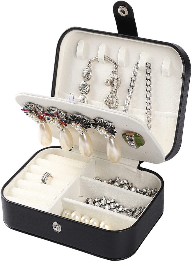 Ritmo صندوق مجوهرات صغير من ريتومو، منظم مجوهرات للسفر للنساء والفتيات، علبة عرض وتخزين صغيرة محمولة للسفر، صندوق مجوهرات للأقراط والخواتم والقلائد والأساور (أسود) - Image 5