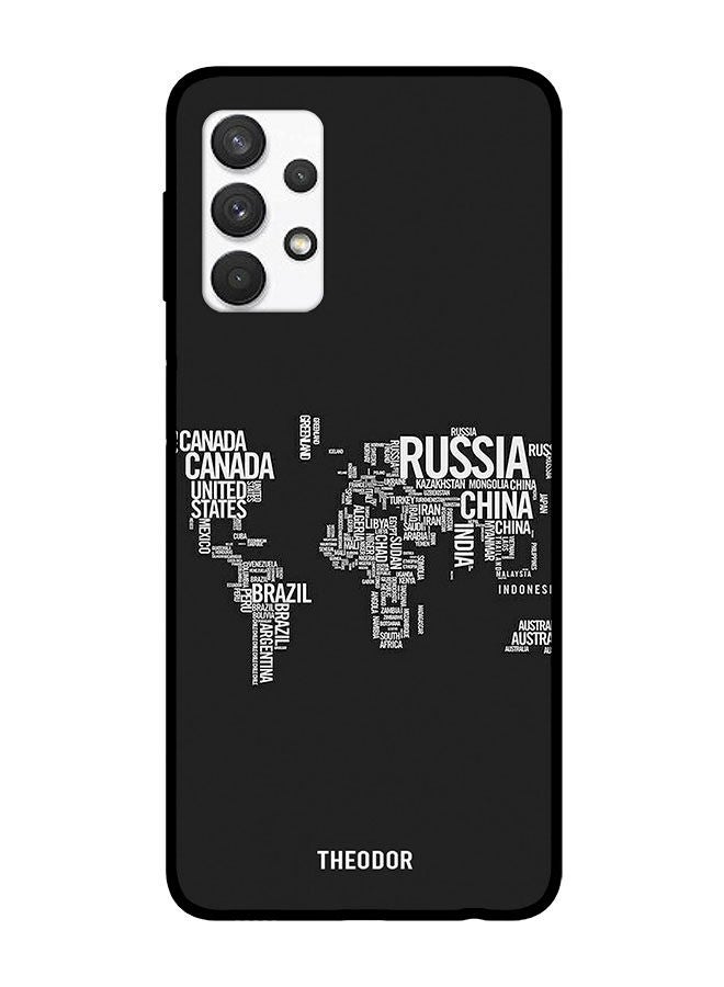 Theodor Protective Case Cover For Samsung Galaxy A32 4G Written World Map - Image 1