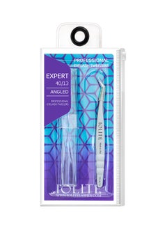 IOLITE Professional Eyelash Tweezer Stainless Steel Expert Tweezer Angled  - Image 1