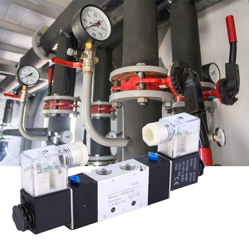 4V220-08 1/4" Inlet Outlet 1/8" Exhaust Pneumatic Solenoid Air Valve 2 Position 5 Way(AC220V) - Image 5
