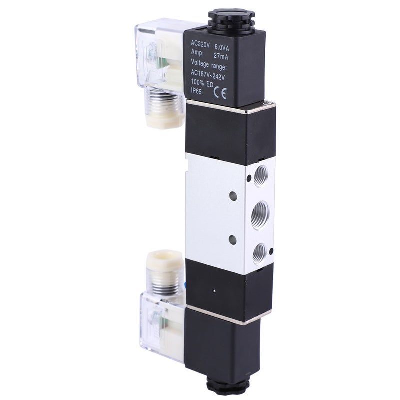 4V220-08 1/4" Inlet Outlet 1/8" Exhaust Pneumatic Solenoid Air Valve 2 Position 5 Way(AC220V) - Image 1