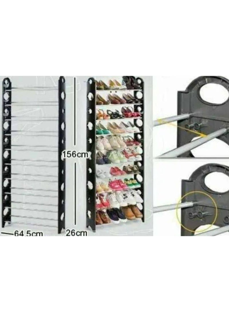 Generic Exposed heart shoe rack with plastic sides and metal shelves. 6-tier shoe rack tR  - Image 2