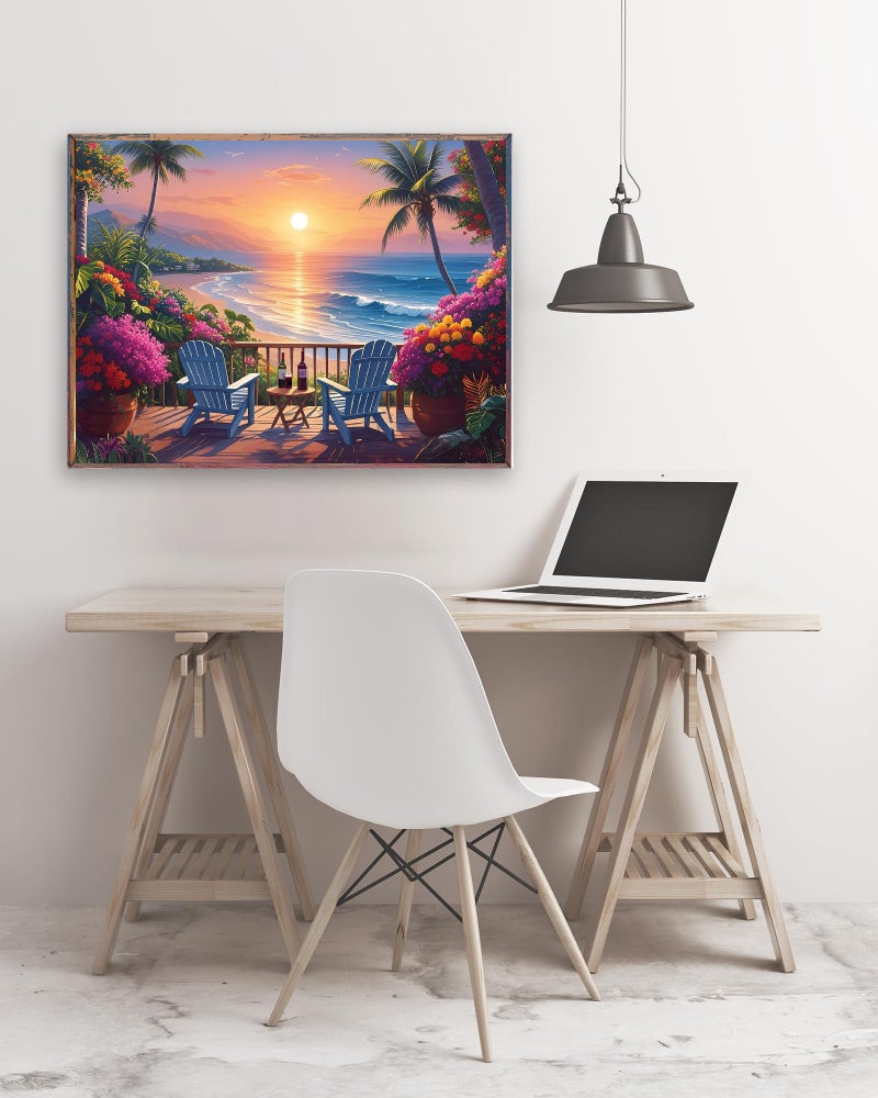 Askkqtx Beach Sunset Diamond Art Kits For Adults  Coconut Tree Diamond Painting Kits For Beginners  Diy 5D Full Drill Crystal Flowers Diamond Dots Gem Art Craft Home Decor 16X12 Inch - Image 5