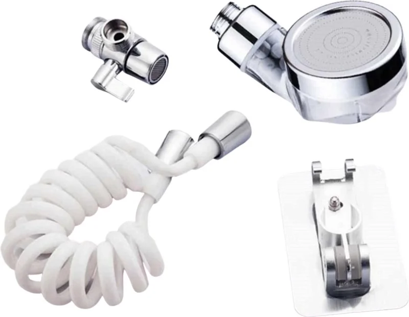 5DM 2 In 1 Adjustable Movable Bathroom Kitchen Sink Faucet Shower Head with Spiral Hose