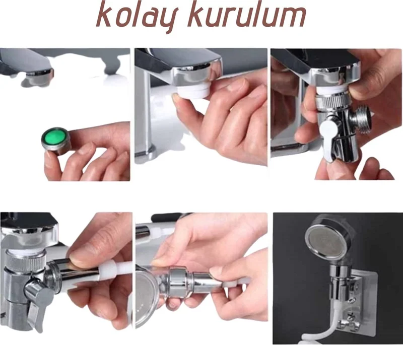 5DM 2 In 1 Adjustable Movable Bathroom Kitchen Sink Faucet Shower Head with Spiral Hose