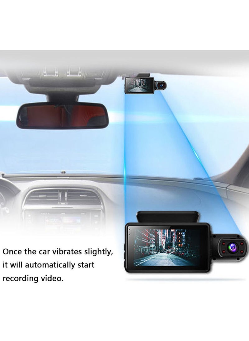 DVR Dash Camera Front & Inside Dual Camera Car Dashcam 3 Inch IPS Screen Driving Recorder with Night Vision 170° Wide Angle G-Sensor Parking Monitor Loop Recording