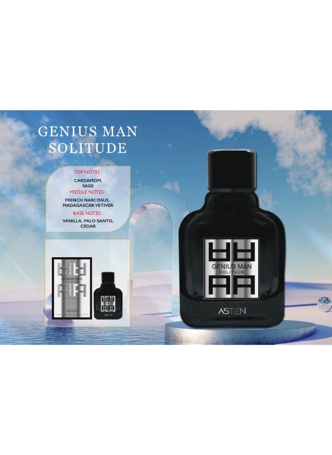 ASTEN - Genius Man Solitude Eau de Parfum 100ml - Elegant Woody & Spicy Fragrance for Men | Perfect for Spring & Special Occasions - Image 1