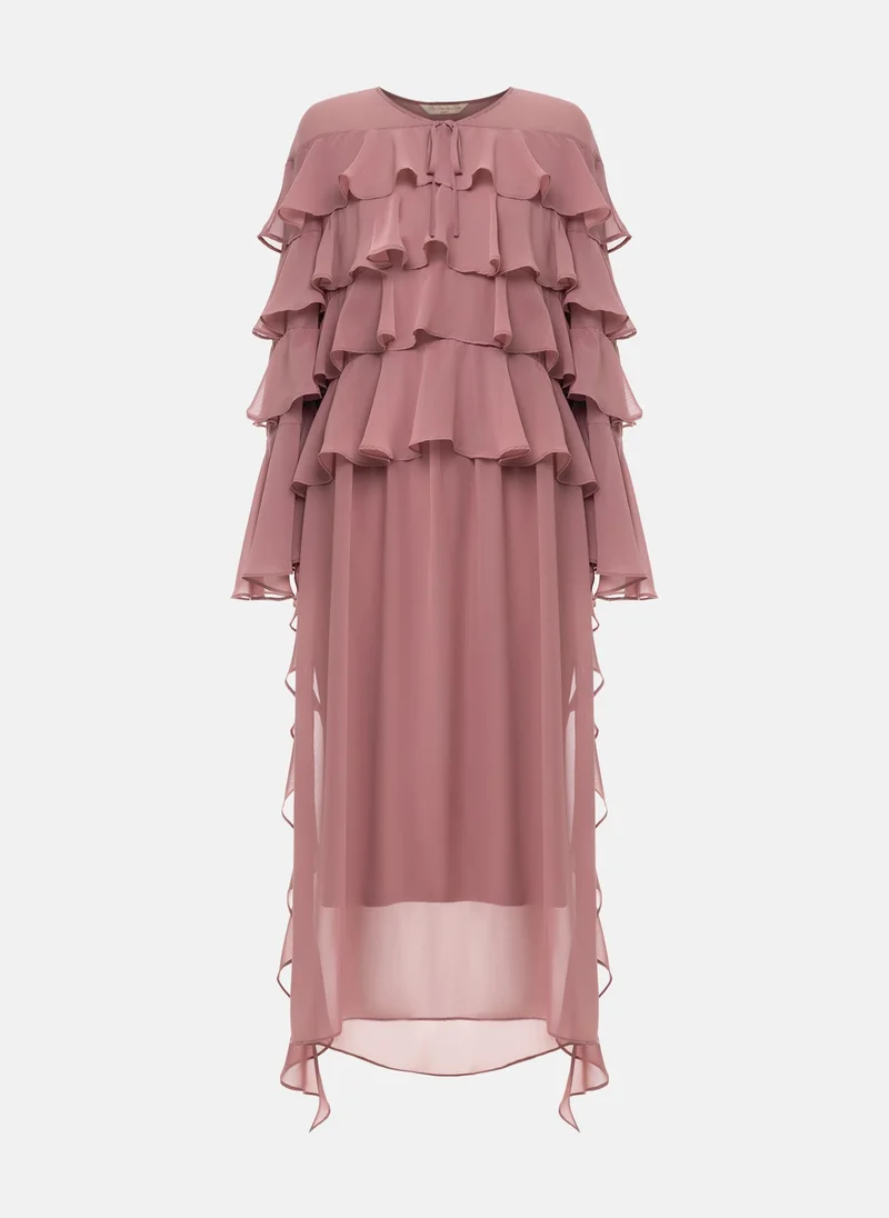 Lichi Airy maxi dress with ruffles on the bodice and matching ties