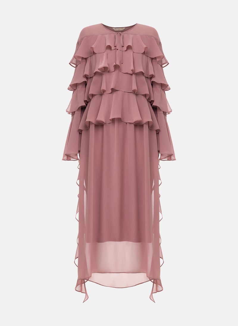 Lichi Airy maxi dress with ruffles on the bodice and matching ties - Image 2
