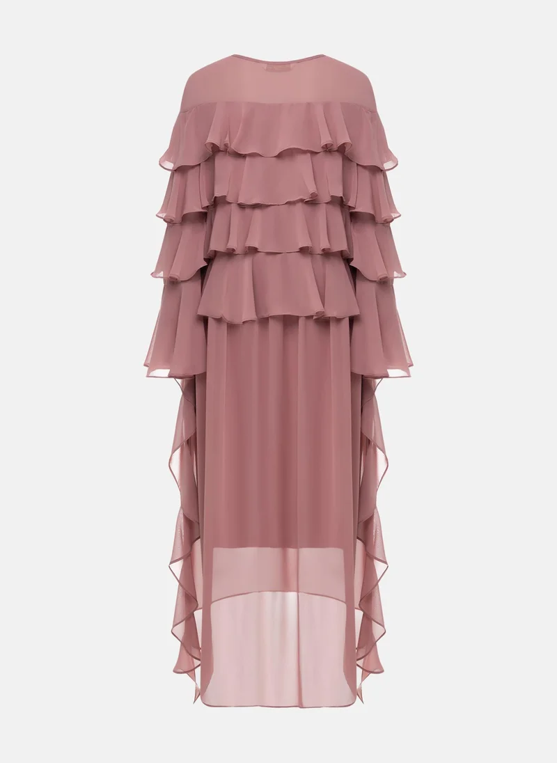 Lichi  Airy maxi dress with ruffles on the bodice and matching ties for Women | Best Price UAE