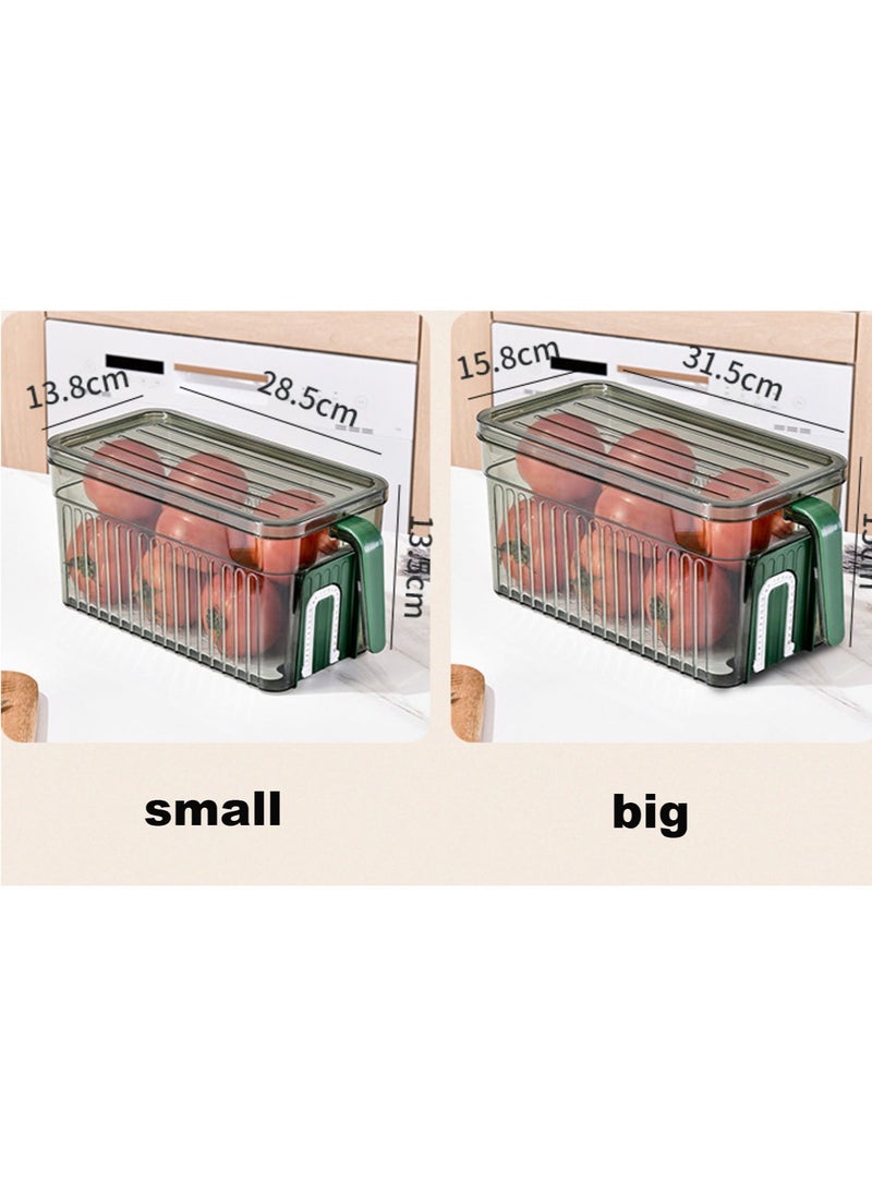 Generic - Refrigerator Organizer , Kitchen Storage Box , Vegetable and Fruit Storage Box Set with Handle, Drainboard and Date Display, for Kitchen, Refrigerator, Small SizeTransparent Green 2 pcs - Image 1