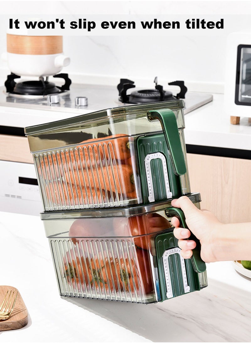 Generic - Refrigerator Organizer , Kitchen Storage Box , Vegetable and Fruit Storage Box Set with Handle, Drainboard and Date Display, for Kitchen, Refrigerator, Small SizeTransparent Green 2 pcs - Image 1