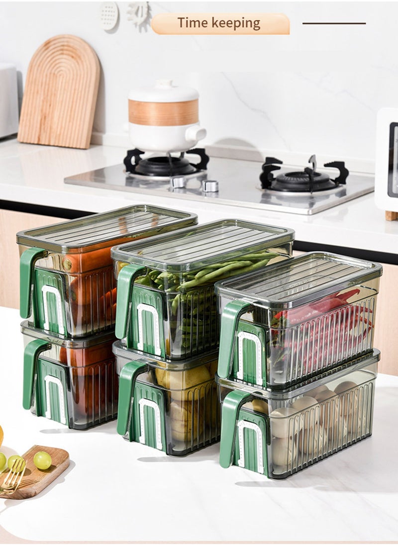 Generic - Refrigerator Organizer , Kitchen Storage Box , Vegetable and Fruit Storage Box Set with Handle, Drainboard and Date Display, for Kitchen, Refrigerator, Small SizeTransparent Green 2 pcs - Image 1