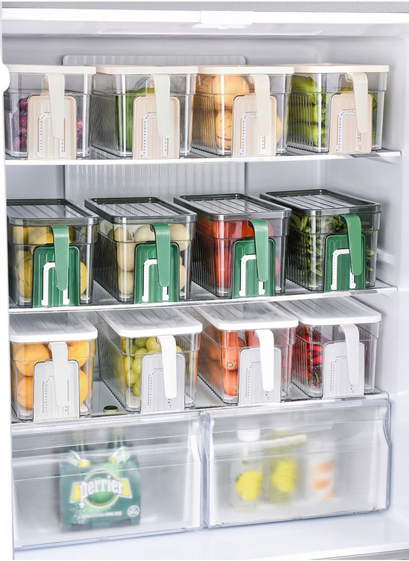 Generic - Refrigerator Organizer , Kitchen Storage Box , Vegetable and Fruit Storage Box Set with Handle, Drainboard and Date Display, for Kitchen, Refrigerator, Small SizeTransparent Green 2 pcs - Image 1