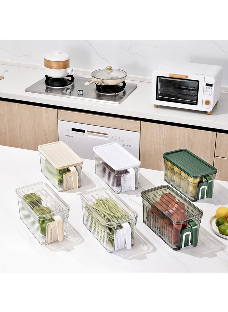 Generic - Refrigerator Organizer , Kitchen Storage Box , Vegetable and Fruit Storage Box Set with Handle, Drainboard and Date Display, for Kitchen, Refrigerator, Small SizeTransparent Green 2 pcs - Image 1