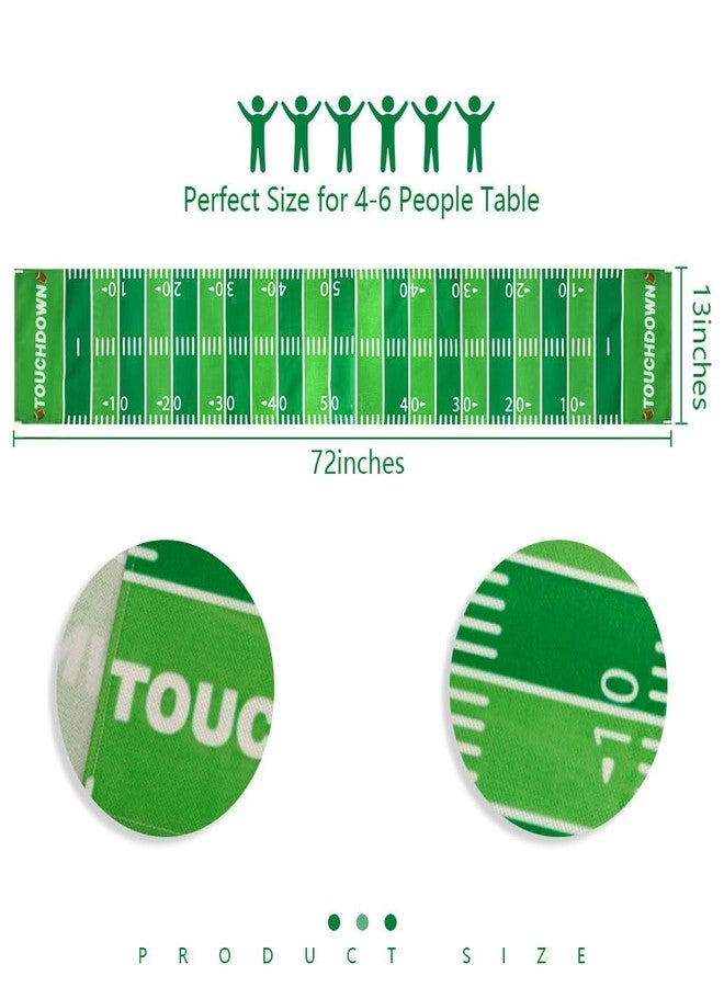 QIHOMPIB Football Table Runner, Football Theme Party Tailgate Decorations Rugby Table Decor Super Ball Bowl Party Decorations 2026 Birthday Team Home Party Supplies Favors(13 x 72 Inch, Light Green) - Image 2