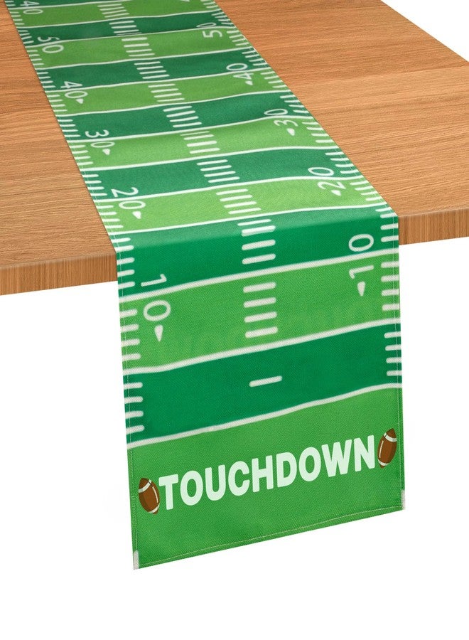 QIHOMPIB Football Table Runner, Football Theme Party Tailgate Decorations Rugby Table Decor Super Ball Bowl Party Decorations 2026 Birthday Team Home Party Supplies Favors(13 x 72 Inch, Light Green) - Image 1