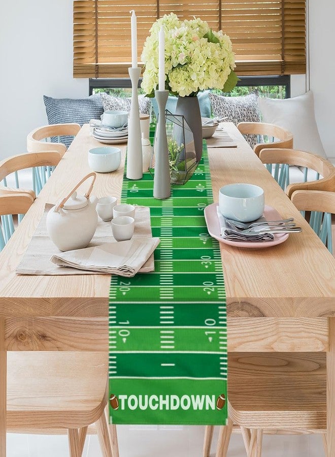 QIHOMPIB Football Table Runner, Football Theme Party Tailgate Decorations Rugby Table Decor Super Ball Bowl Party Decorations 2026 Birthday Team Home Party Supplies Favors(13 x 72 Inch, Light Green) - Image 5