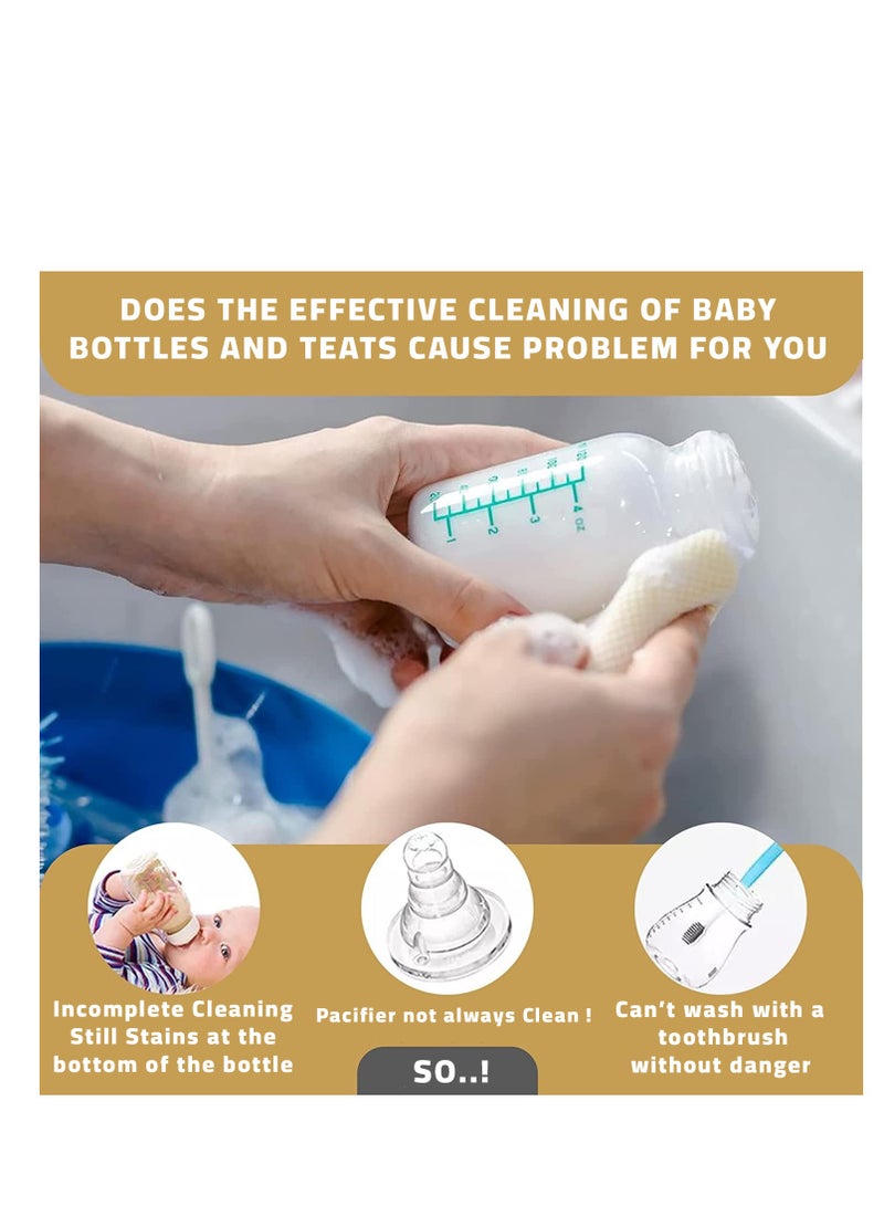 لوكو مجموعة فرش سيليكون لزجاجات الأطفال - 3 في 1، وردي-3قطعة - Image 4