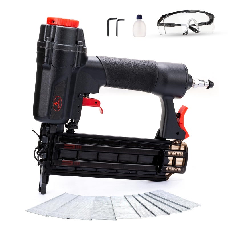 AEROPRO Tools Pneumatic Brad Nailer, 18 Gauge Air Brad Nail Gun with 1000pcs Nails for Upholstery, DIY Project, Woodworking - Image 1