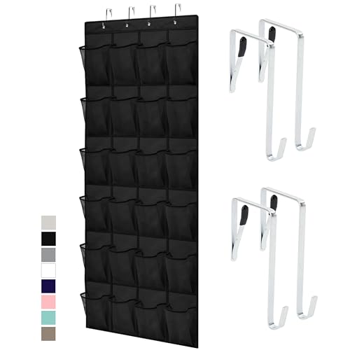 GORILLA GRIP Over the Door Shoe Organizer, 24 Large Breathable Mesh Pockets, Space Saving Hanging Storage Holder, Closet Rack Hanger Holds Up to 40 lbs, Hangs on Closets for Shoes, Accessories, Black - Image 1