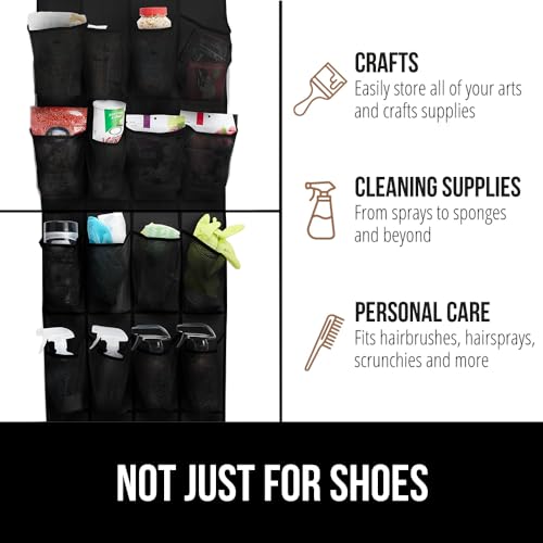 GORILLA GRIP Over the Door Shoe Organizer, 24 Large Breathable Mesh Pockets, Space Saving Hanging Storage Holder, Closet Rack Hanger Holds Up to 40 lbs, Hangs on Closets for Shoes, Accessories, Black - Image 5