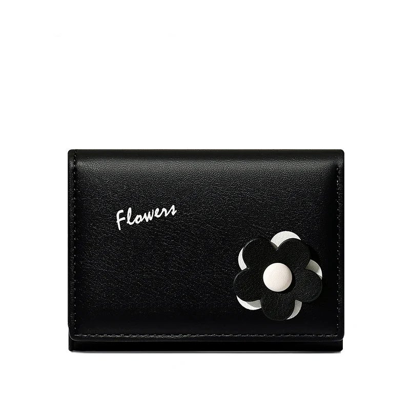 محفظة وحاملة بطاقات جلد أسود تحتوي على جيوب متعددة للنقود والبطاقات