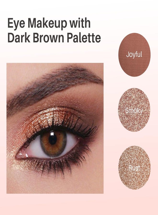 FV لوحة ظلال العيون بتشطيب طبيعي FV، 4 درجات غير لامعة ومعدنية عالية الصبغة، لوحة مكياج ظلال العيون طويلة الأمد، مقاومة للتجاعيد، مكياج عيون قابل للدمج (بني داكن) - Image 2